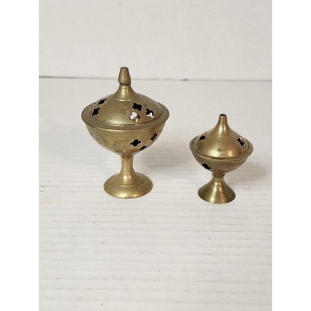 Lot Of 2 Brass Incense Holders
